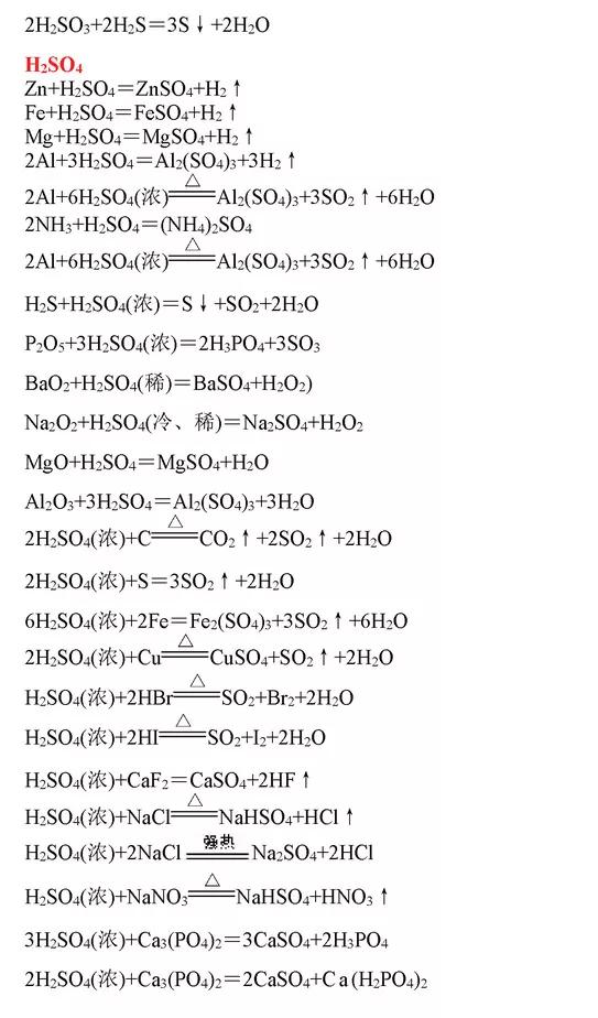 高考化学必考化学方程式,高中化学必考261个化学方程式