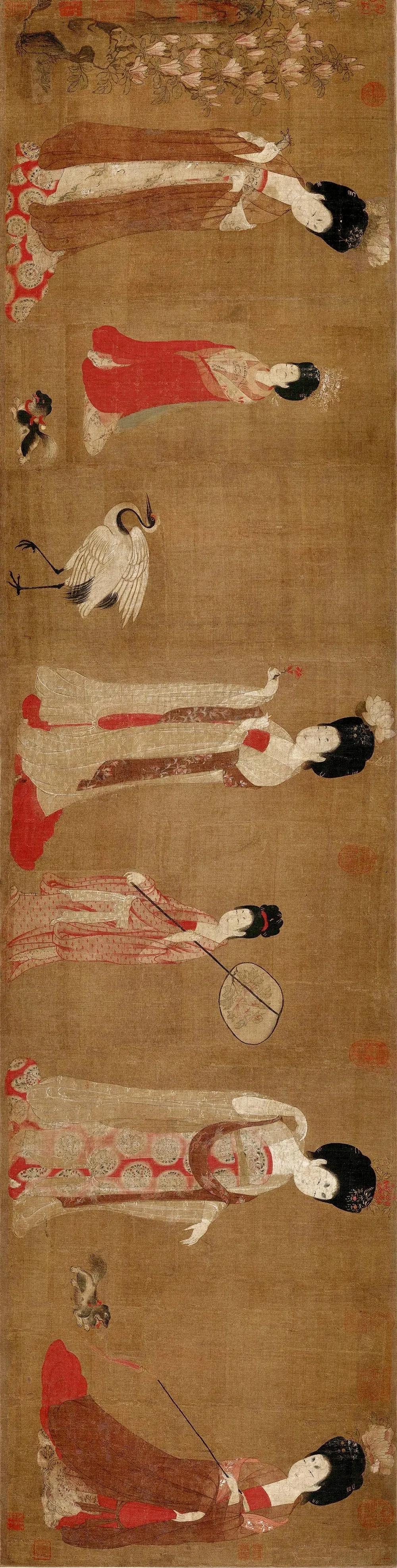 十大名画欣赏唐宫仕女图,展现仕女劳作的唐代名画