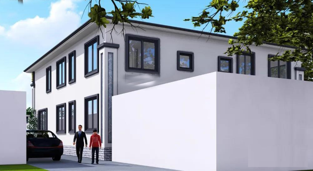 12x8米两层半现代风格别墅,12米18米带小院的二层别墅效果图