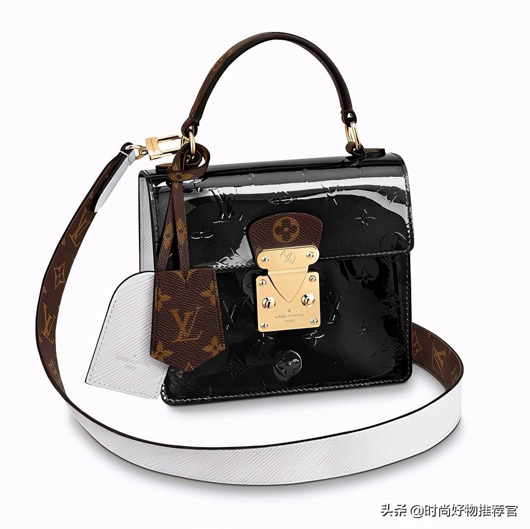 lv黑色牛皮压花邮差包新款有链条,lv新包真皮包