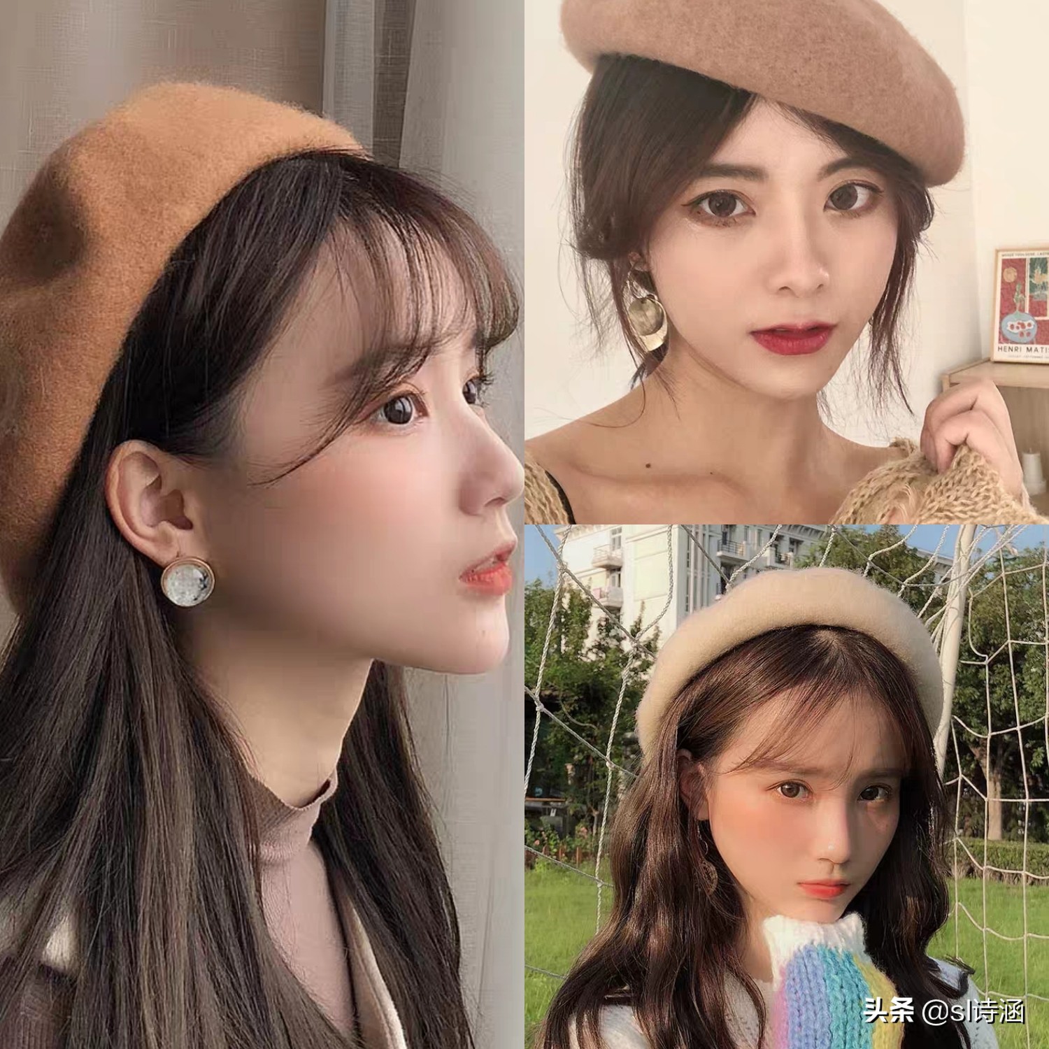 贝雷帽戴法及搭配发型,戴鸭舌贝雷帽适合的发型