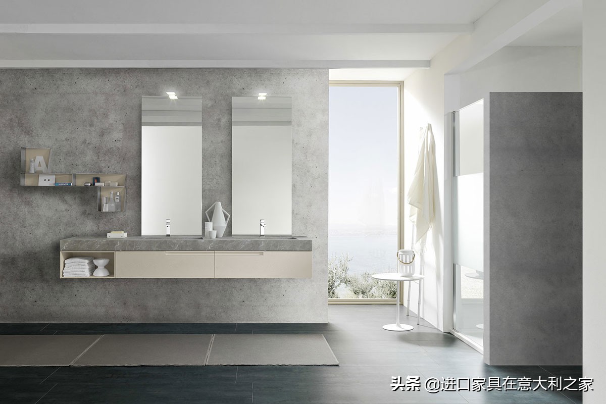 陶瓷一体盆浴室柜北欧三面墙,浴室柜北欧风格选什么颜色好看