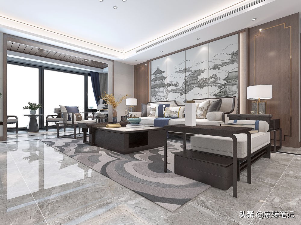 160平方新中式装修风格全屋效果图,160平复式两层装修效果图新中式