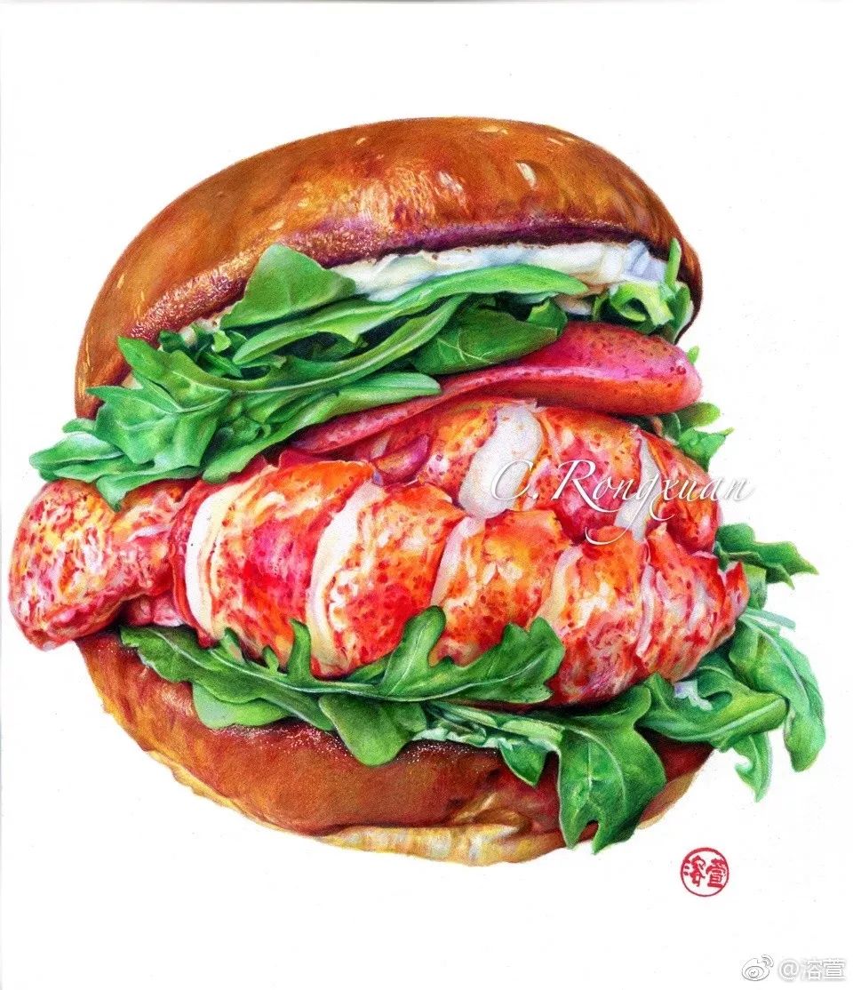 彩铅画美丽的山水画,彩铅画美人蝴蝶