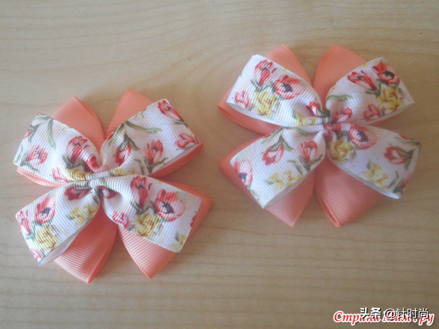 丝带儿童头花蝴蝶结手工制作过程,丝带蝴蝶结头花制作教程