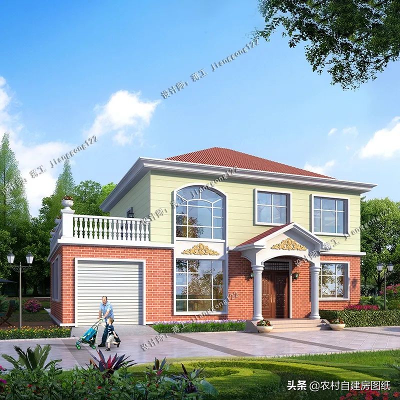 二层带车库露台农村别墅,带车库的二层农村小别墅实景房