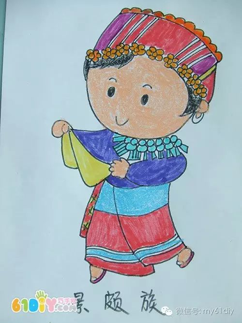 彩色少数民族儿童简笔画图片大全,五十六个民族简笔画卡通