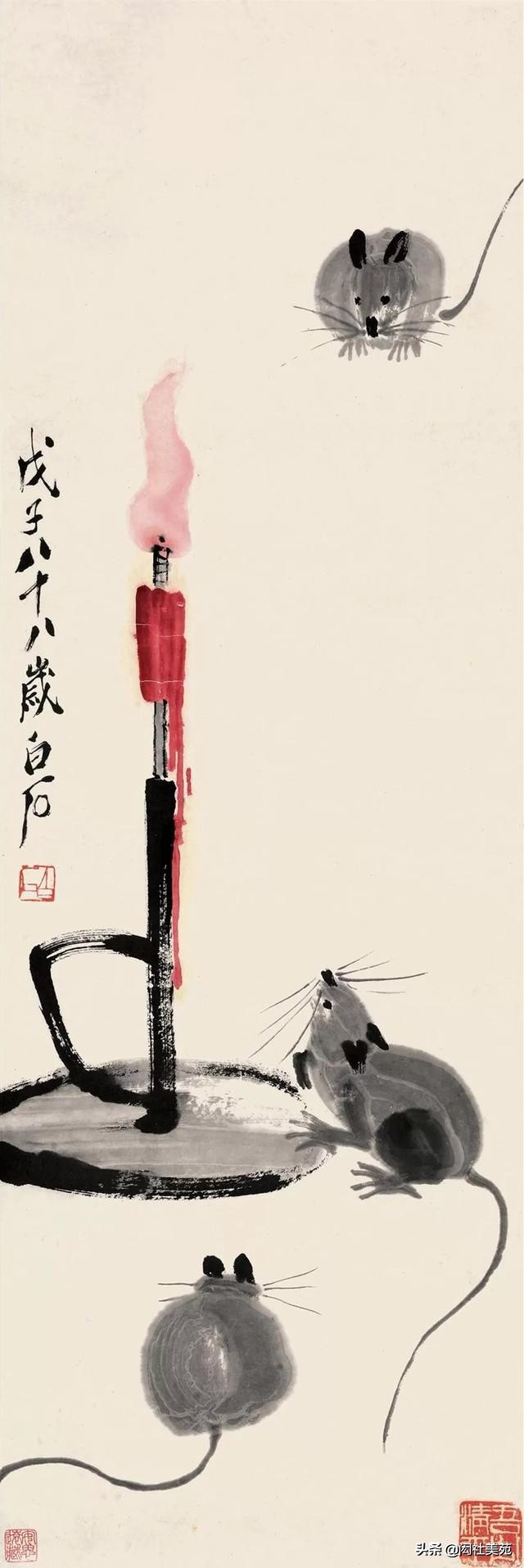 灯火乍息初入更饥鼠出穴啾啾鸣------白石老人笔下的“鼠趣”