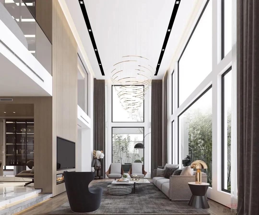 700平米现代轻奢装修效果图,大户型现代轻奢设计