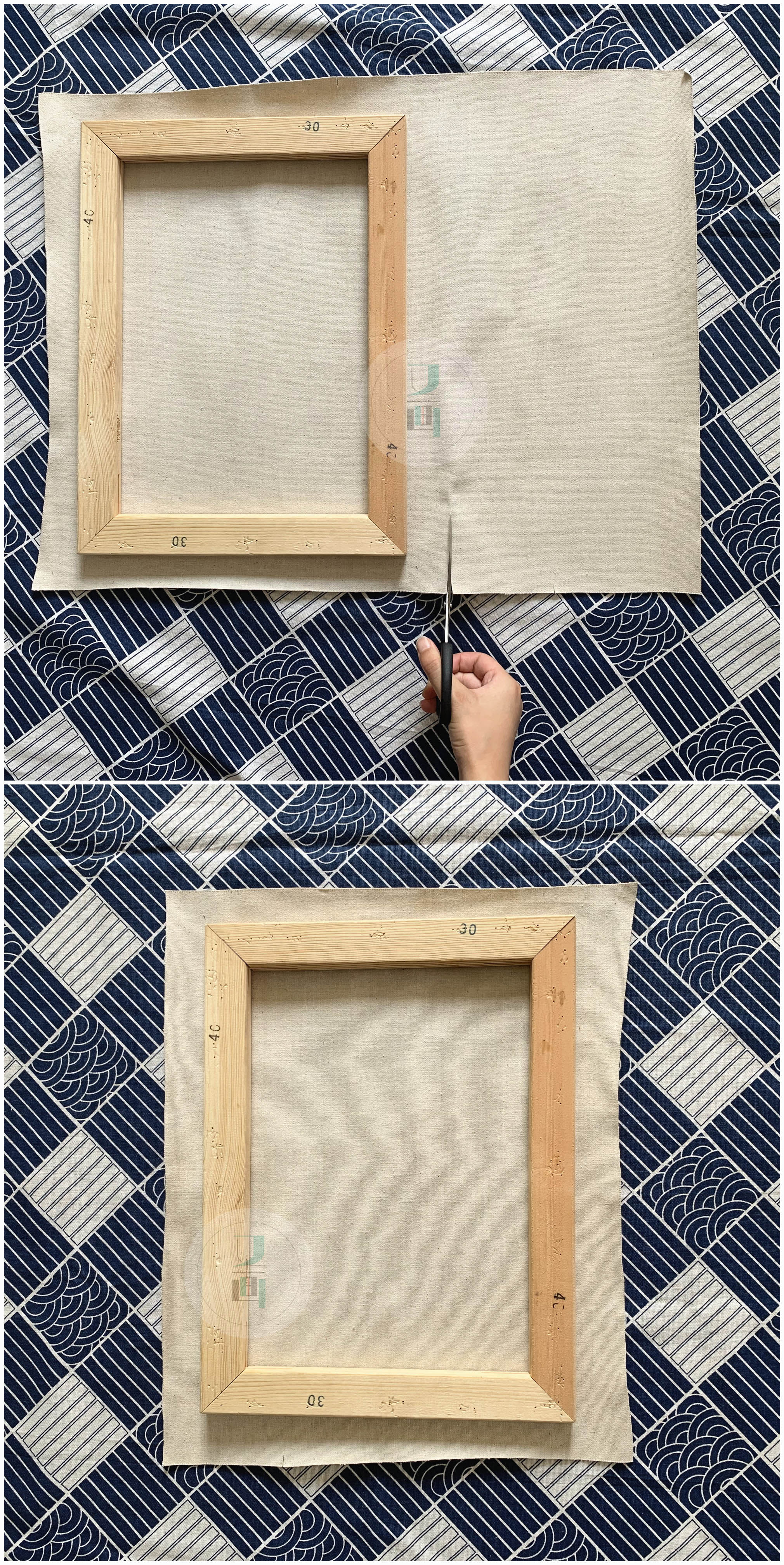 油画绷布过程,油画绷布折角技巧