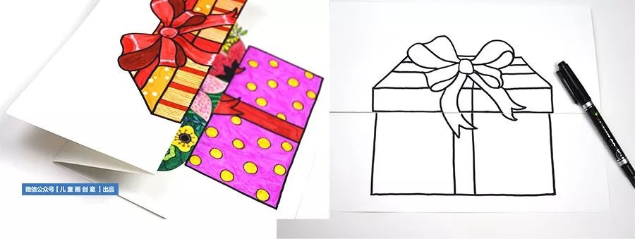 立体圣诞贺卡手工简画,画儿童简单新年贺卡手工