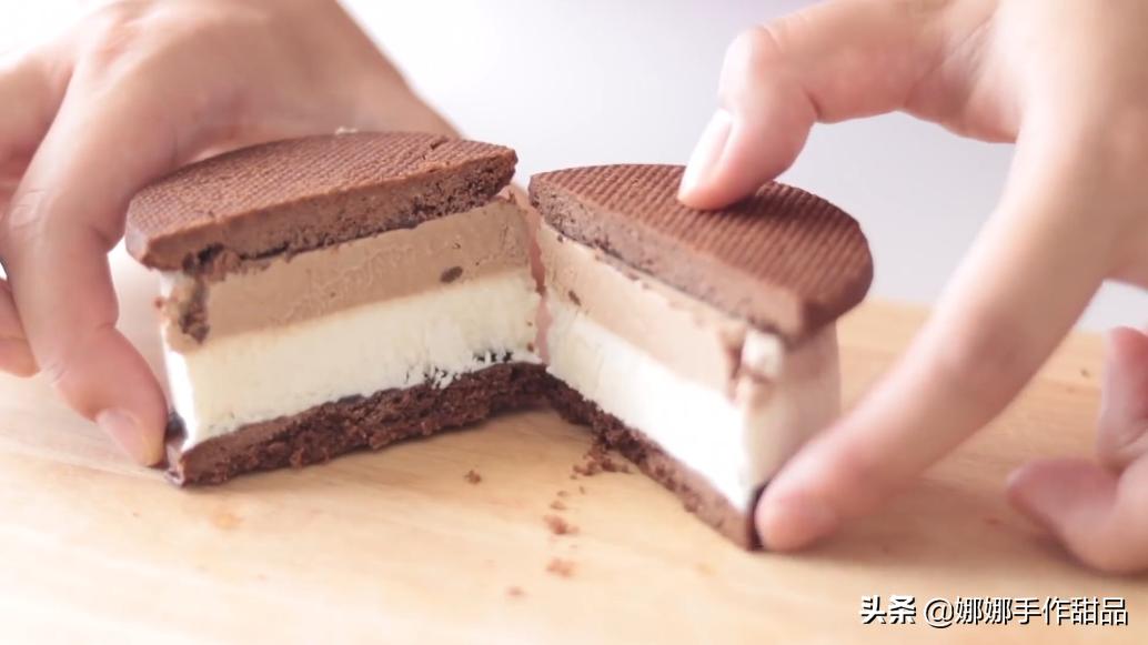 日本冰淇淋三明治,三明治冰淇淋巧克力马卡龙两人吃