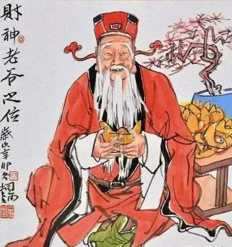 国画中的五路财神图见者五路来财,国画财神图片欣赏
