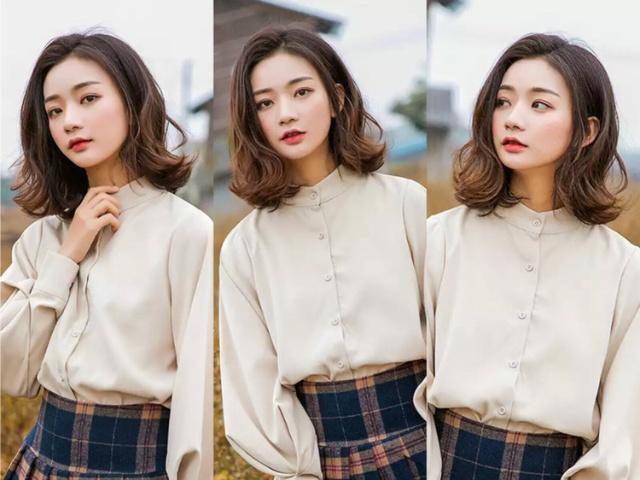 圆脸内扣发型女2021流行发型减龄,圆脸黑色短发内扣发型