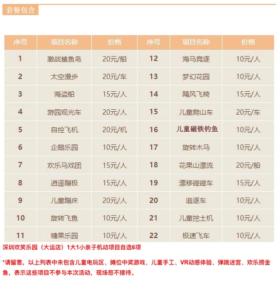 大运中心欢笑乐园游乐场团购,深圳龙岗大运欢笑乐园启动上线