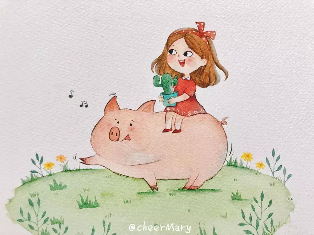 简笔画可爱小人插画,超萌可爱的插画小人