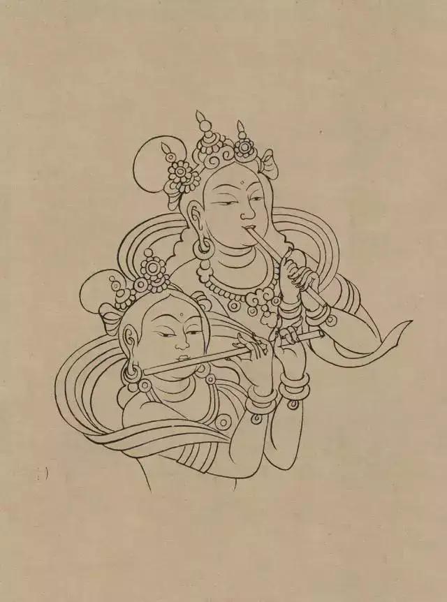 敦煌画线稿描摹,敦煌壁画白描勾线教程