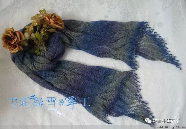 鑫妈手工双色波浪花围巾的织法,漂亮的波浪花样的围巾织法