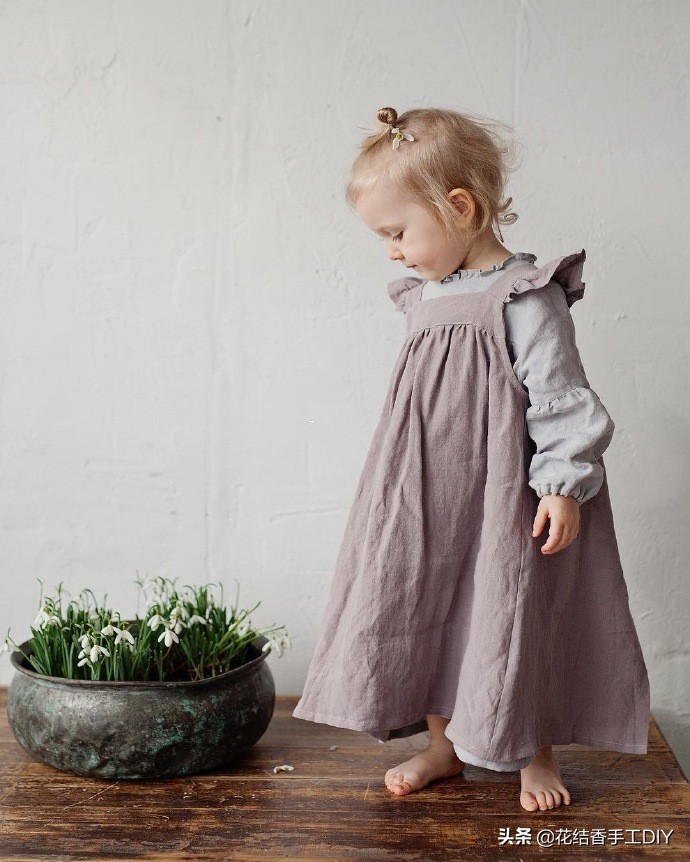 萌宝的可爱小裙子,棉麻面料,漂亮又简单,附5款裁剪图