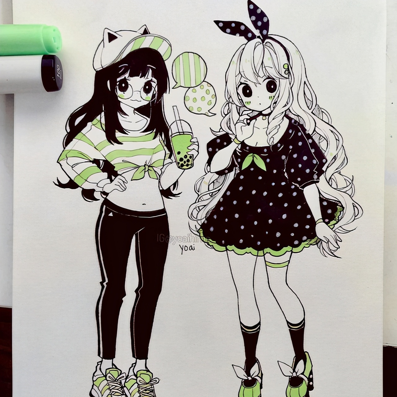 日本插画师一组手绘少女插画,日本画师绝美线稿插画集