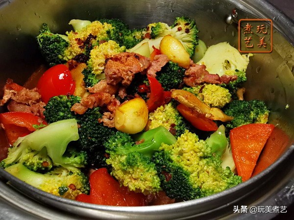 干锅不放葱,干锅西兰花五花肉的做法