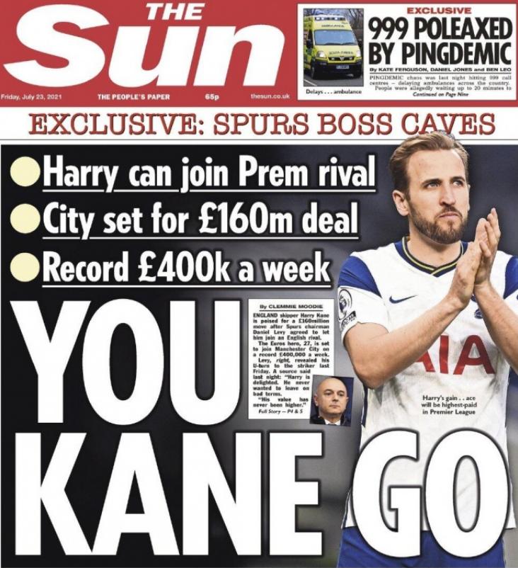 凯恩将超1亿镑转投曼城,凯恩或加盟曼城