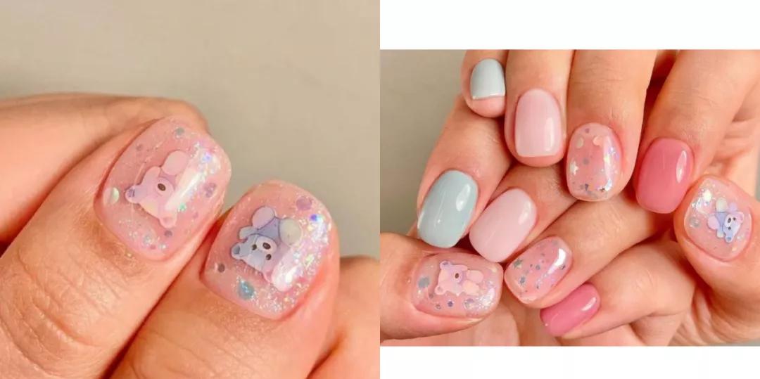 短甲美甲手绘简单款式,美甲小清新简约手绘图片