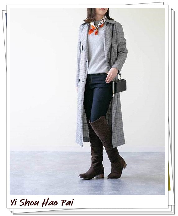 棕色长靴冬季不露腿搭配,棕色长靴怎么搭配好看冬季