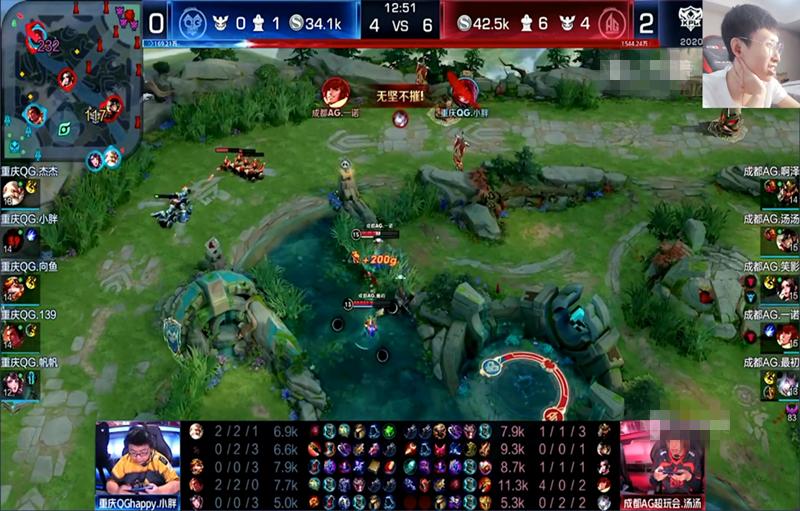 王者荣耀梦泪和小胖单挑韩信,qg小胖梦泪