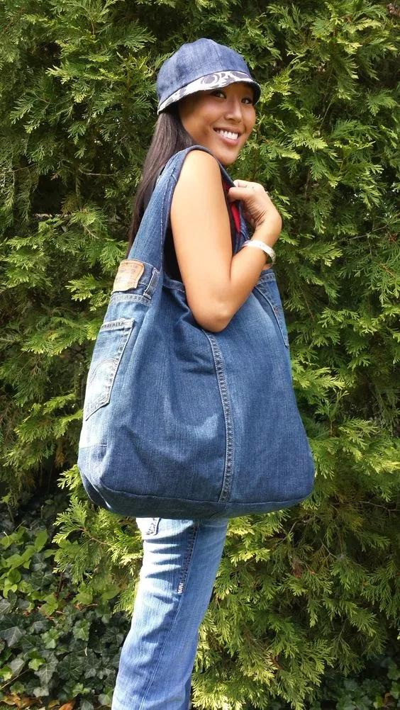 旧的牛仔裤能做什么收纳,旧牛仔裤不要扔改一个包包