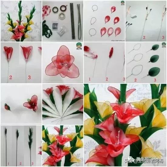 丝袜缠花做法,手工缠丝花朵制作方法