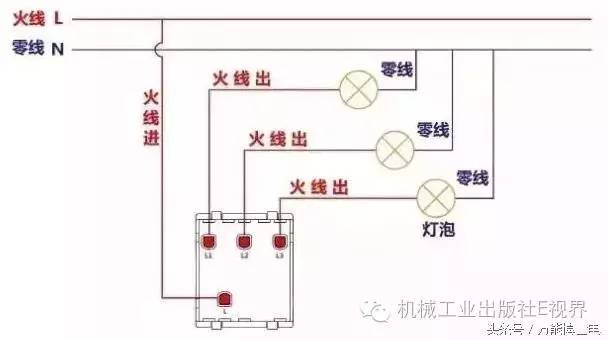 浴霸怎么接线三联三控开关接线图,灯泡内部接线和开关接线图