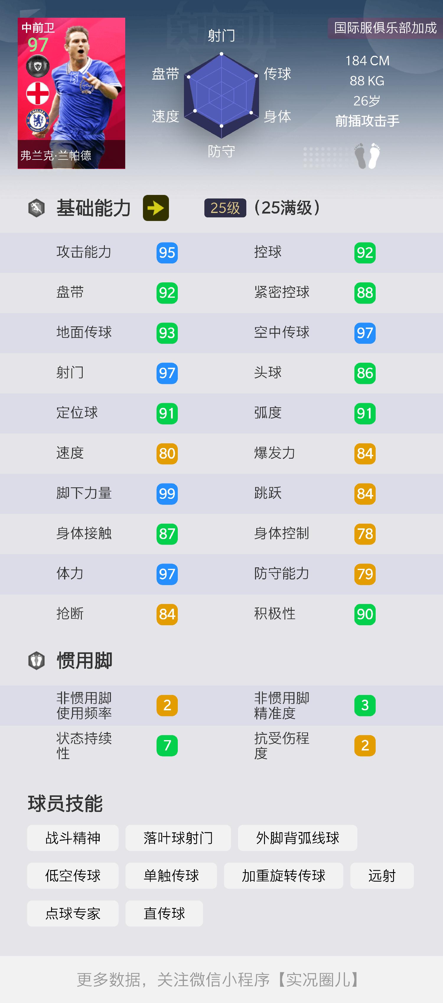 实况足球兰帕德时刻卡,实况足球各位置普卡推荐