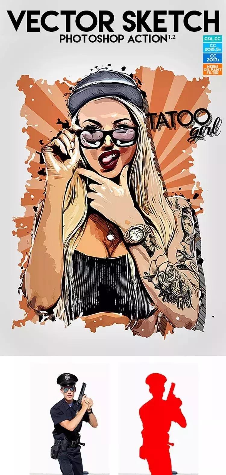 ps图片转卡通插画插件,ps图片一键转插画神器