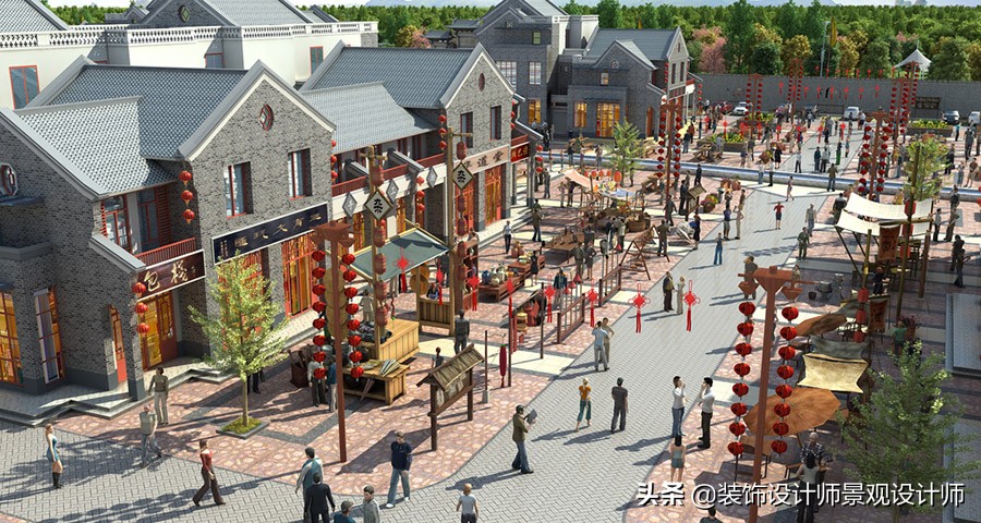 仿古建筑商业街设计图片,仿古建筑一条街效果图