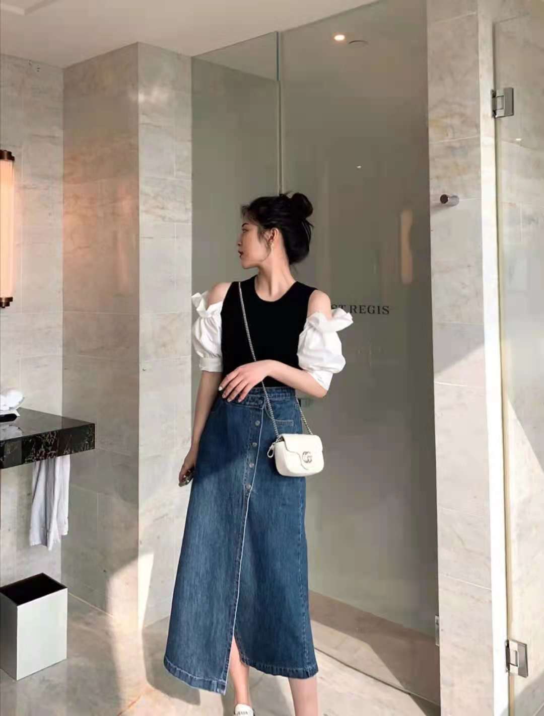 一字领露肩打底上衣搭配,露肩上衣长袖怎么搭配