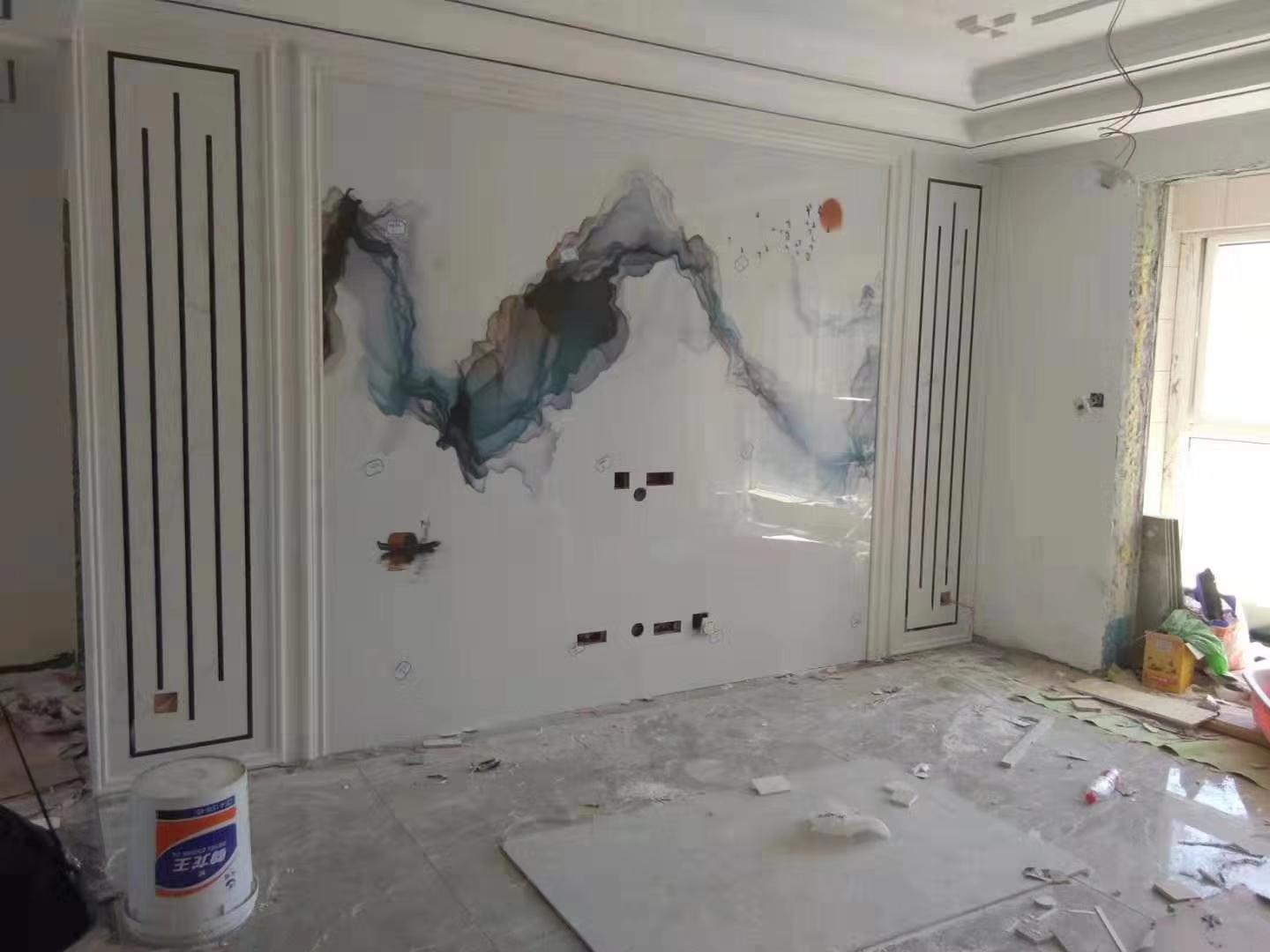 金属线造型电视背景墙,隐形门背景墙加金属线效果