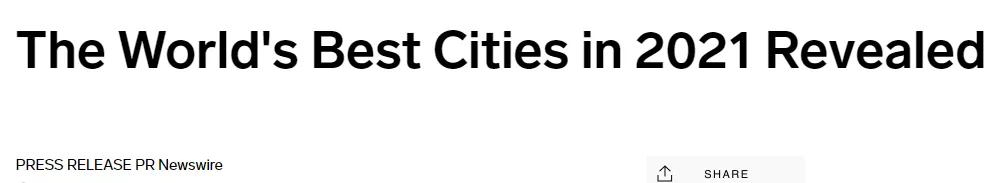 2021世界最佳城市榜：5座澳洲城市入选，北京排名高于墨尔本
