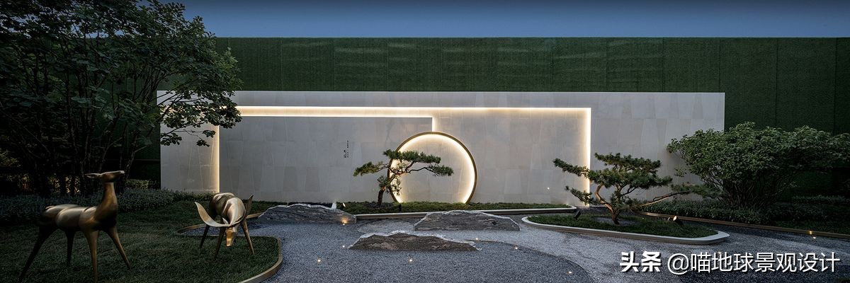 景墙圆形造型价格,简洁欧式庭院景观墙设计