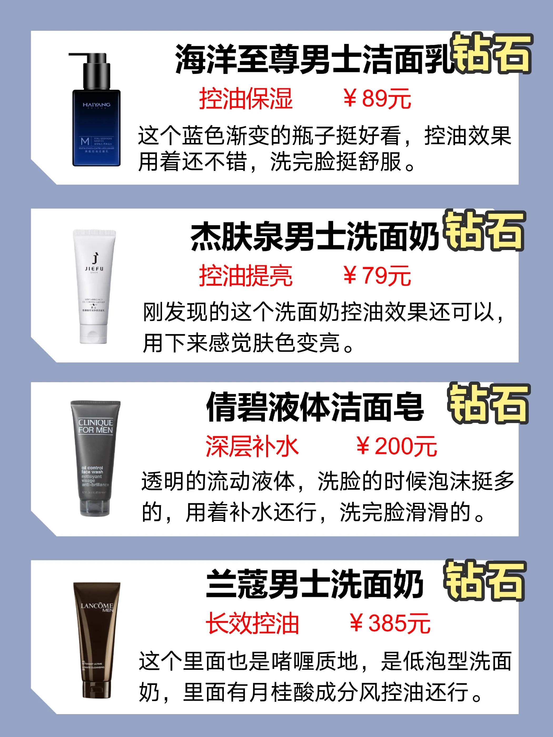 哪种男士洗面奶控油最好,男士去黑头控油效果最好的洗面奶