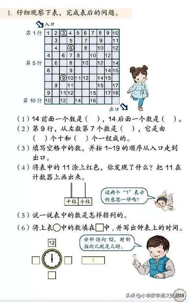 人教版小学数学一年级下册电子版,小学数学人教版电子课本教案