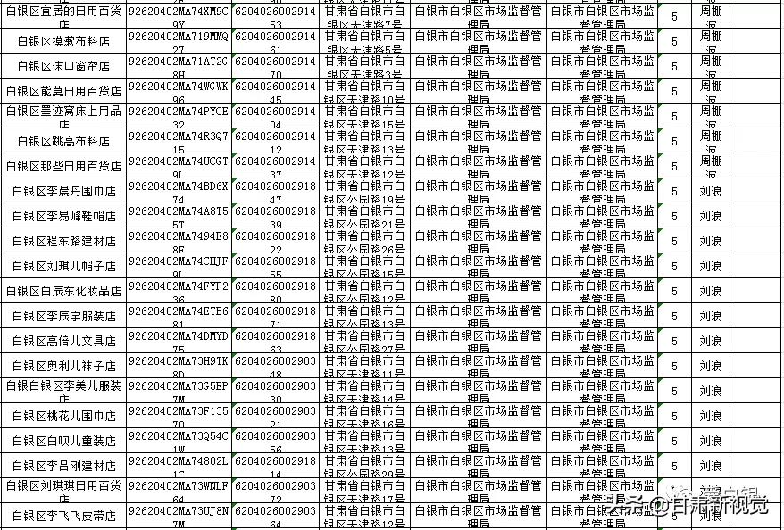 白银264户个体户涉嫌提交虚假材料拟撤销注册登记