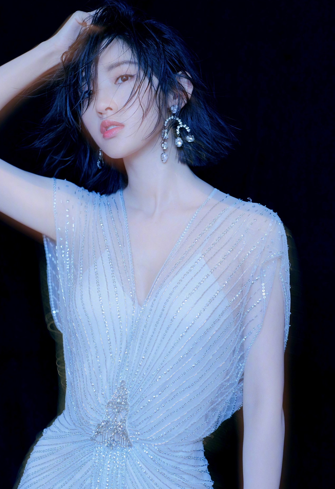 耳饰气质高级感唐艺昕,唐艺昕同款紫色黄色耳环