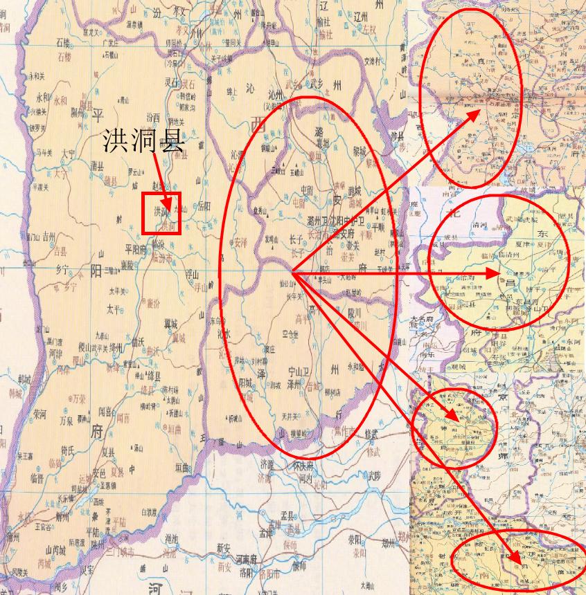 明朝洪洞大槐树移民示意图,洪武洪洞大槐树