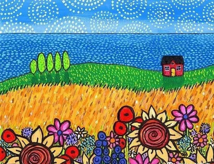 儿童创意水粉画作品,6-12岁幼儿创意水粉教程入门