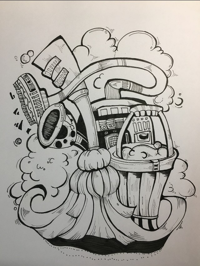 美女头像创意素描作品,素描鱼创意作品