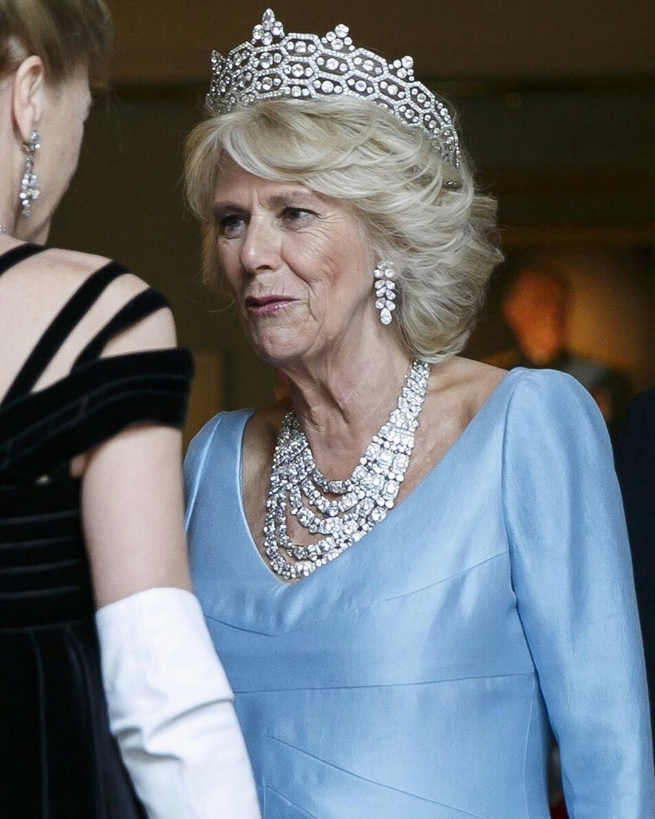 戴安娜和卡米拉都戴了一顶小王冠,珍珠和卡米拉视频