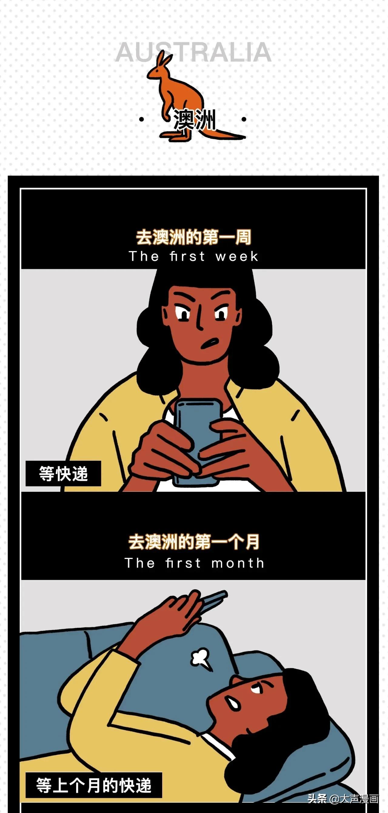 留学国外的第一天vs第一年(漫画)