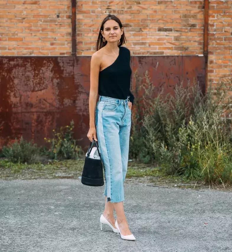 洋气破洞牛仔裤九分牛仔裤,回头率高的破洞牛仔裤