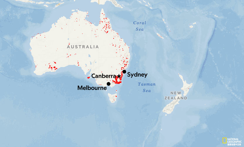 澳大利亚大火洪水,澳大利亚大火蔓延到哪里